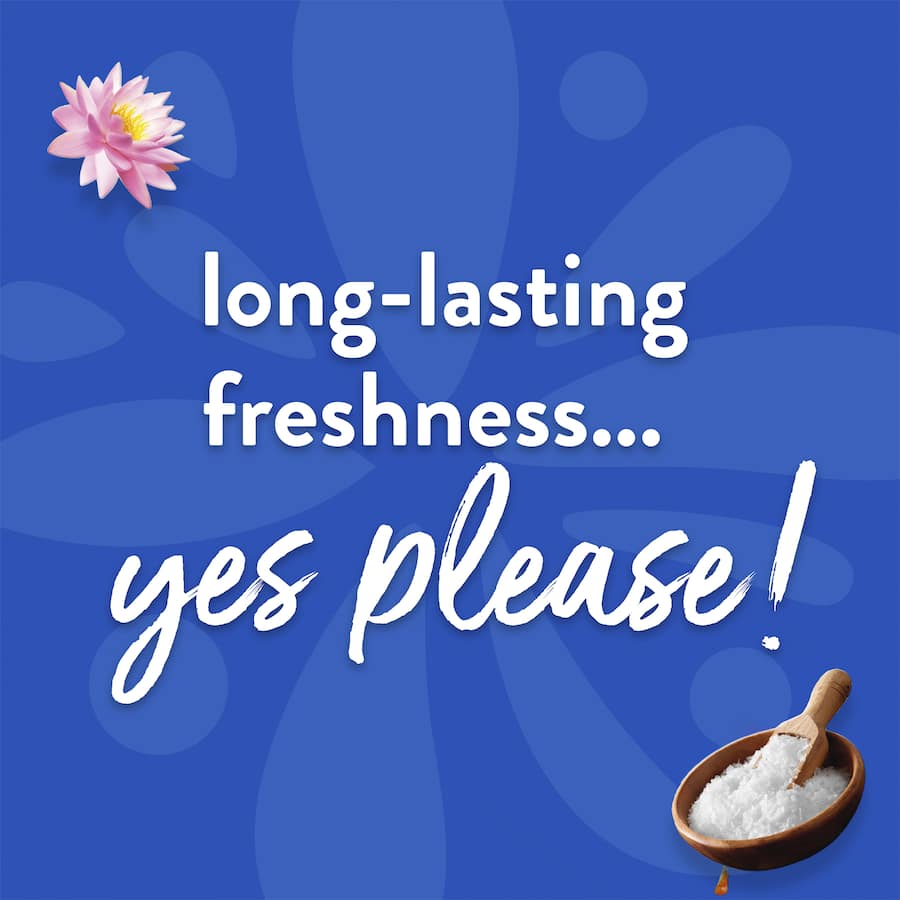 Fluffy Concentrate Fabric Softener with Lotus Sea Mineral scent, ensuring soft, vibrant fabrics and reducing static cling.