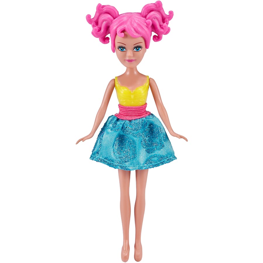 Sparkle Girlz Doll Mini Cone with colorful skirt, articulated limbs, and vibrant hair, perfect for imaginative play and collection.