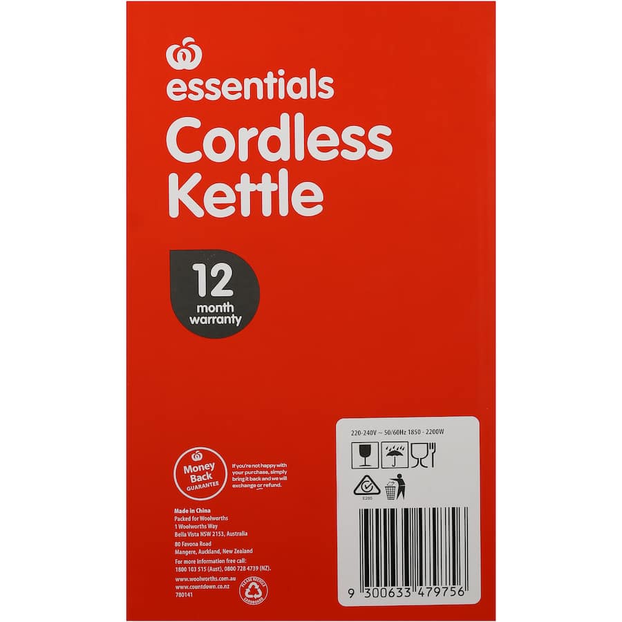 Essentials Kettle Plastic Each 1.7L