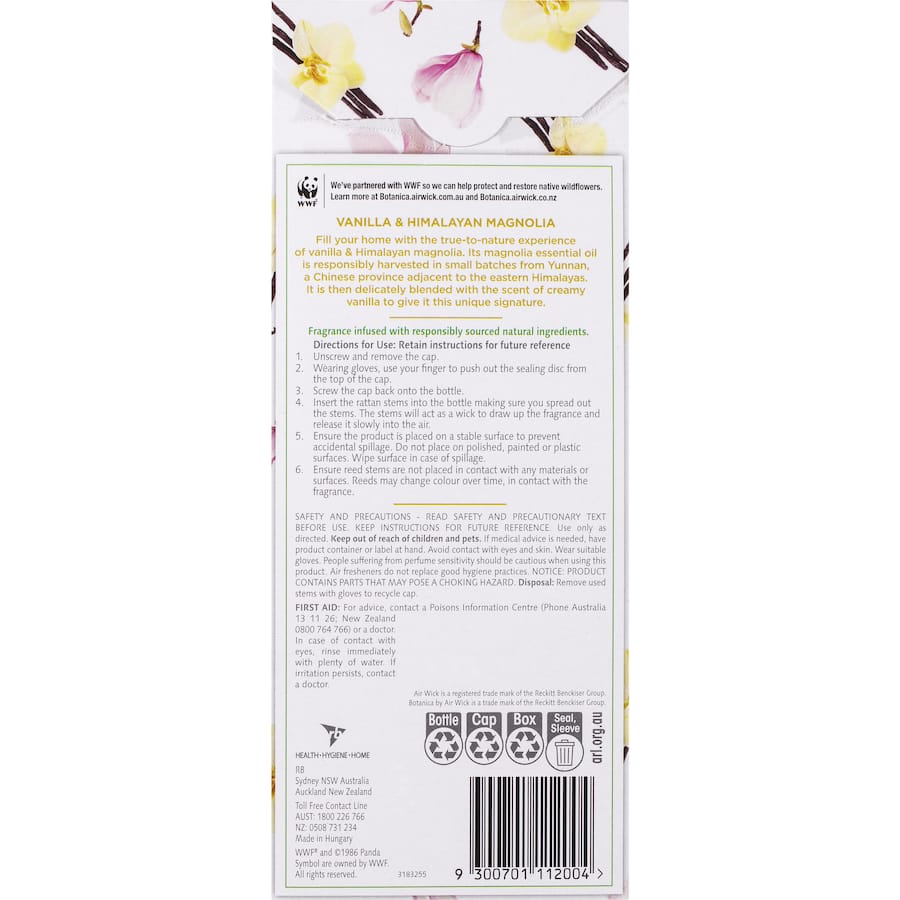 Air Wick Botanica Reed Scented Diffuser Vanilla & Himalayan Magnolia 80mL