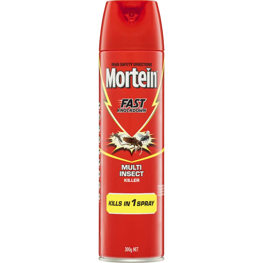 Mortein Fly Spray aerosol instantly kills flying and crawling insects for a pest-free home, indoors and outdoors.