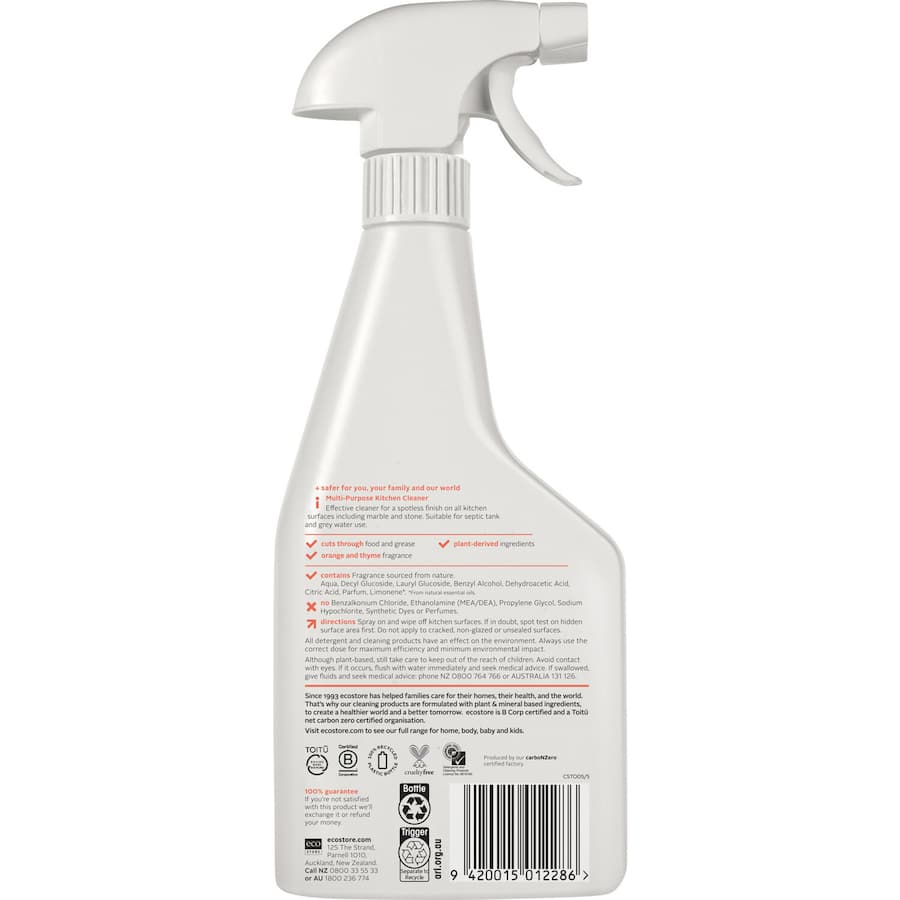 Ecostore Spray Cleaner Multi Purpose Orange & Thyme Trigger 500mL
