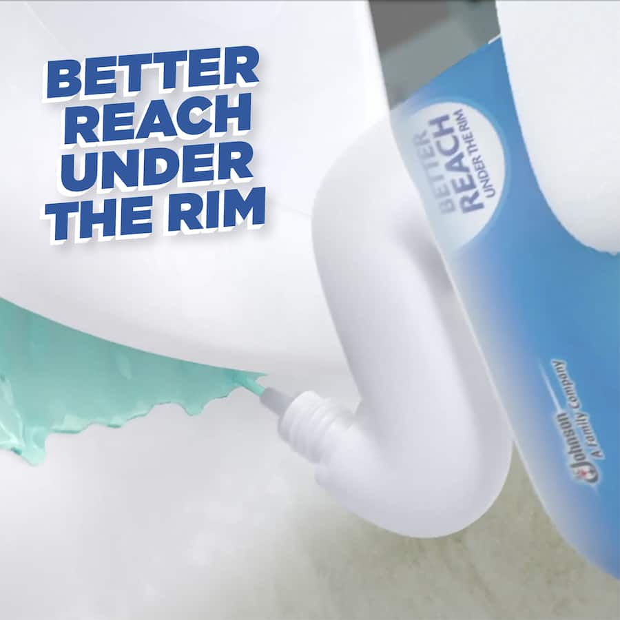 Lavender gel toilet cleaner in a uniquely shaped bottle for deep sanitization and easy application under the rim.