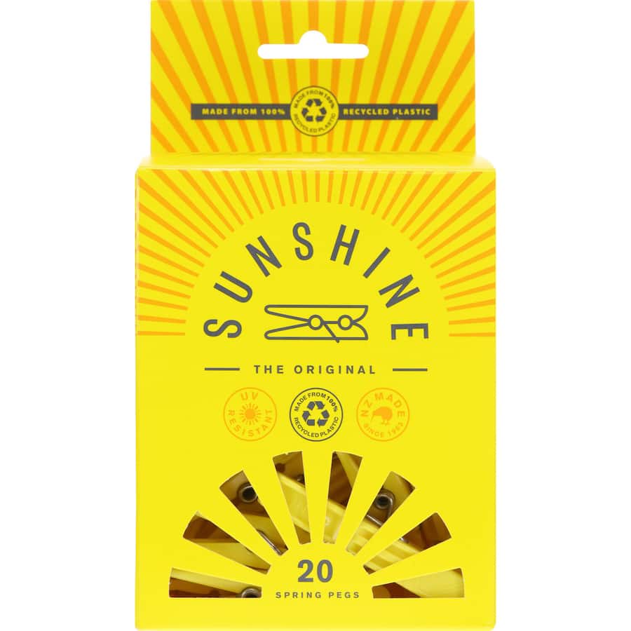 Vibrant Sunshine Clothes Pegs designed for durability and reliable grip, perfect for all weather conditions.
