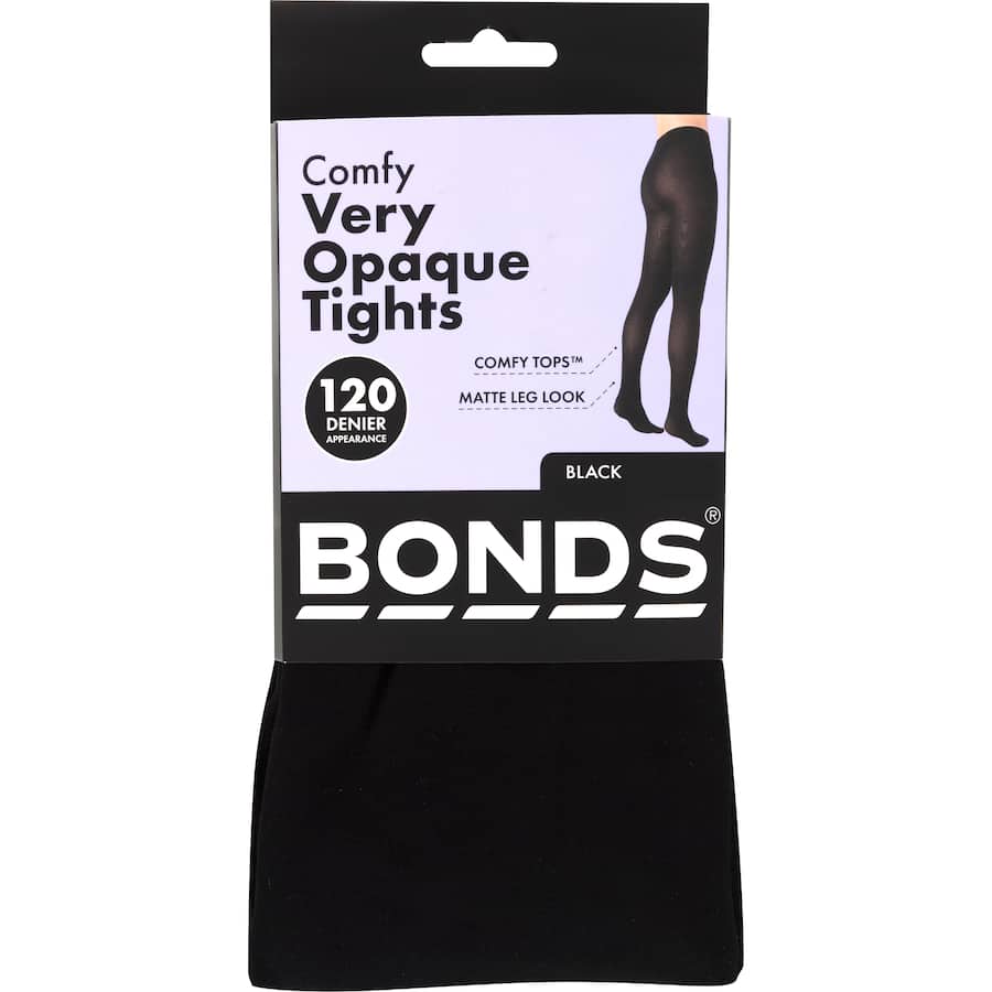 Bonds Comfy Tops Tights Medium - Large Black Semi Opaque 1pr