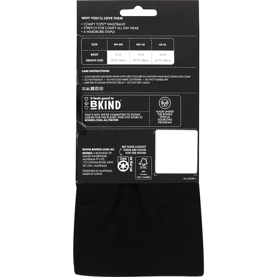 Bonds Comfy Tops Tights Medium - Large Black Semi Opaque 1pr