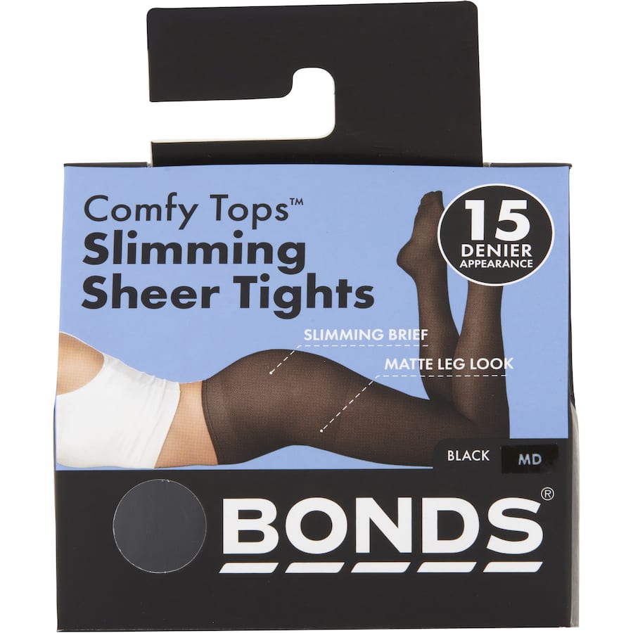 Bonds Comfy Tops Tights Small Slim Sheer Black 1pr