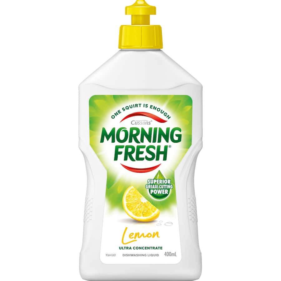 Morning Fresh Dishwash Liquid Lemon, a concentrated grease cutter with a refreshing lemon scent, cleans effectively and sustainably.
