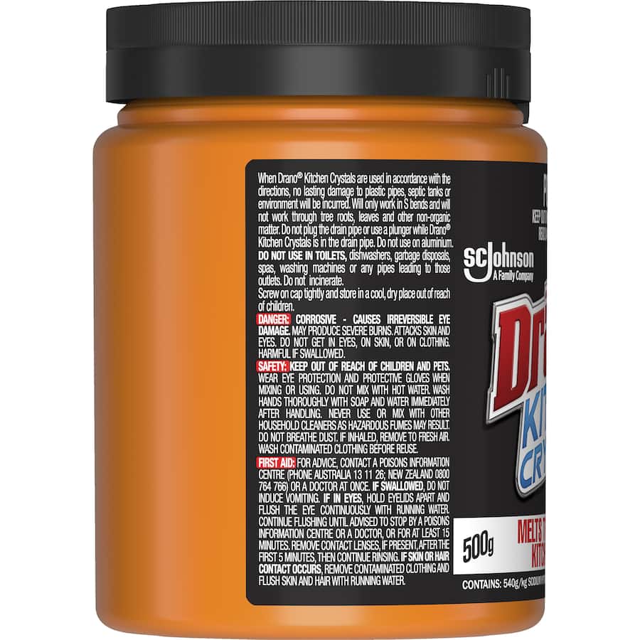 Powerful Drano Drain Unblocker Crystals dissolve stubborn clogs, freshening drains while being safe for all pipe types.