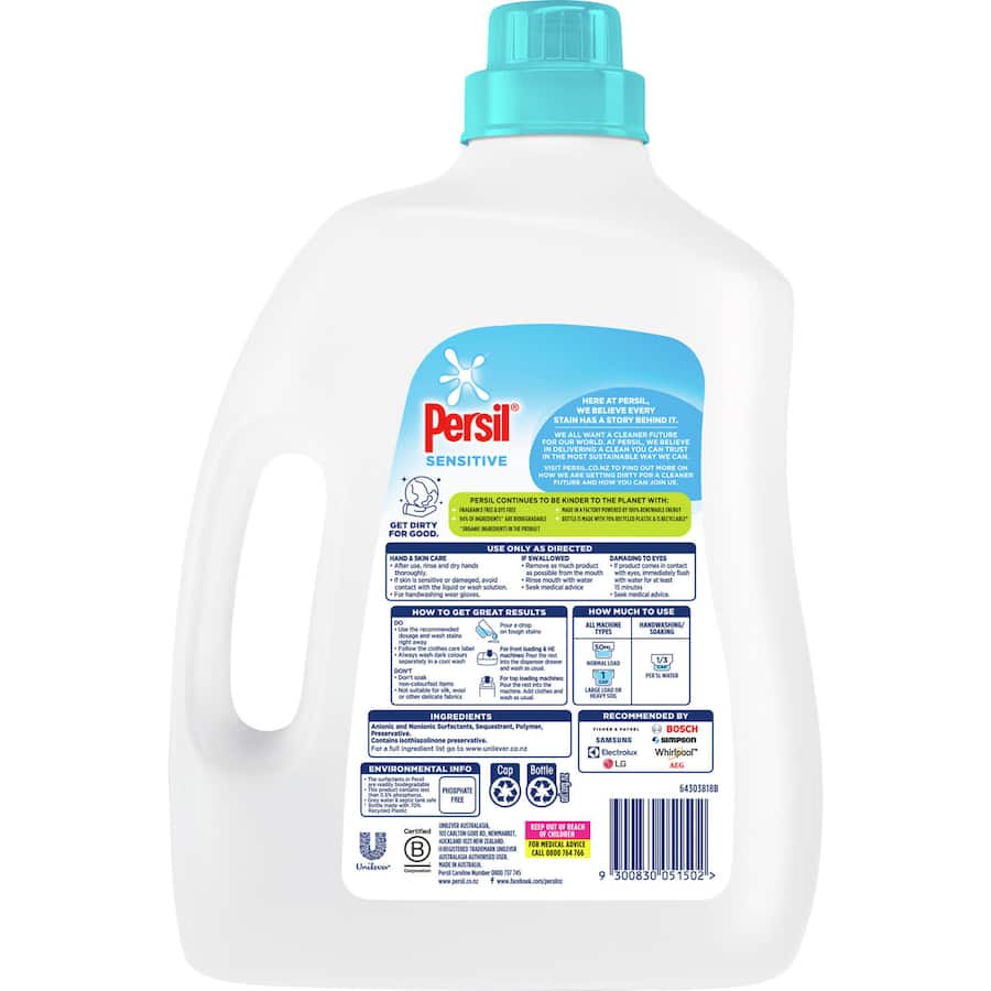 Persil Front & Top Loader Laundry Liquid Sensitive 4L