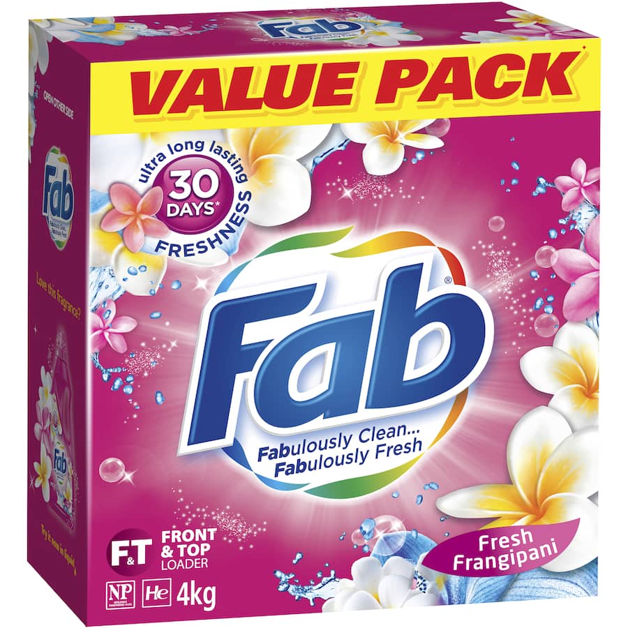 Fab Laundry Detergent Powder Fresh Frangipani 4kg