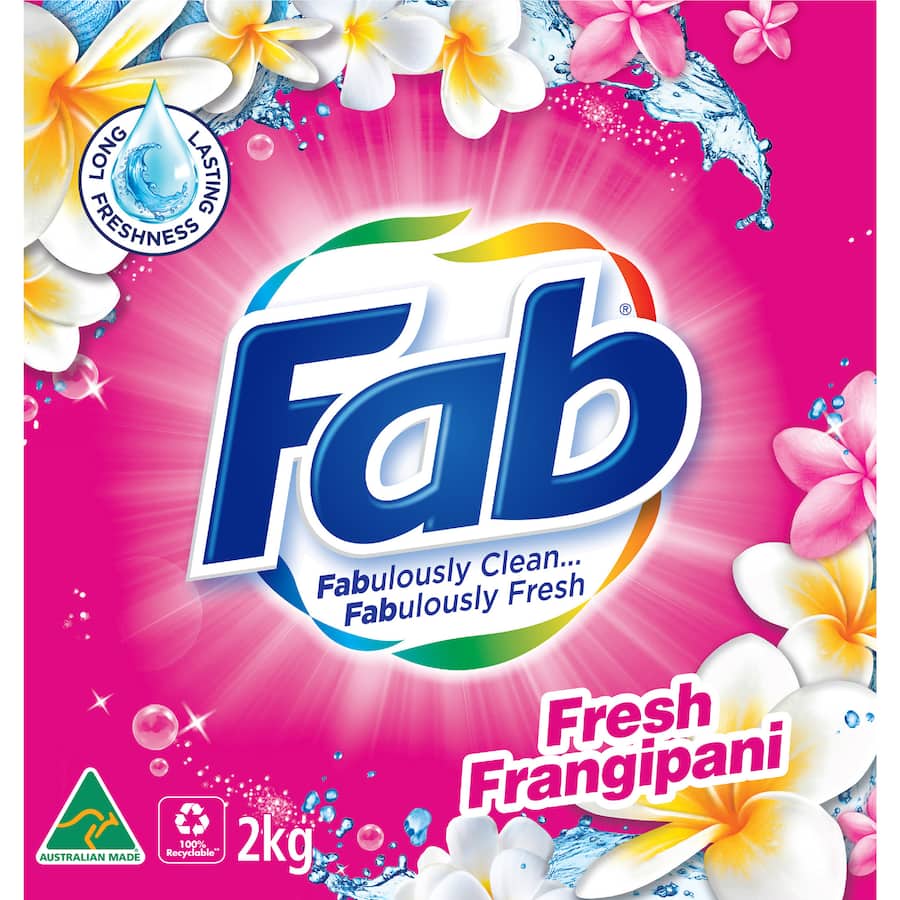 Fab Laundry Detergent Powder Fresh Frangipani 2kg