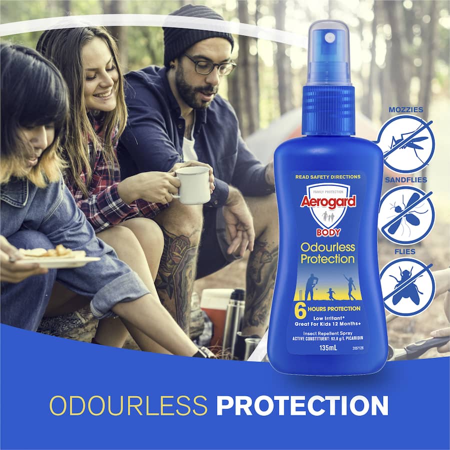 Aerogard Insect Repellent Pump Spray, odourless, non-greasy, protects against insects for up to 4 hours, safe for kids 12 months+.