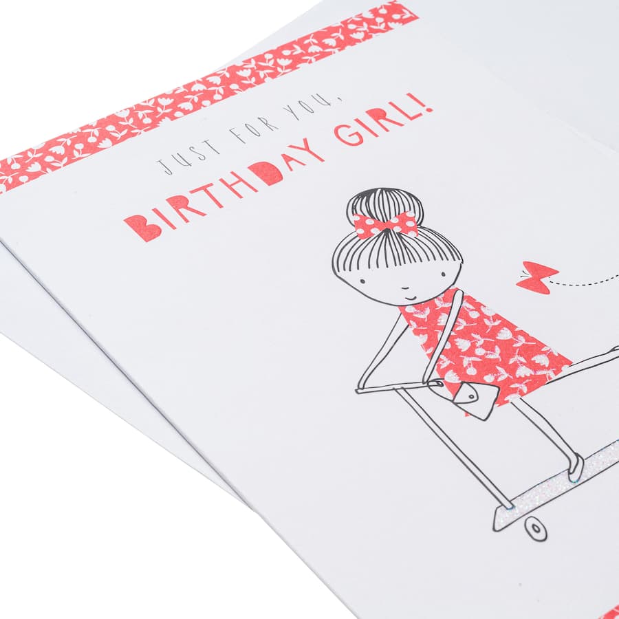 Hallmark Birthday Card featuring a whimsical pink design, ideal for girls of all ages to celebrate special birthdays.
