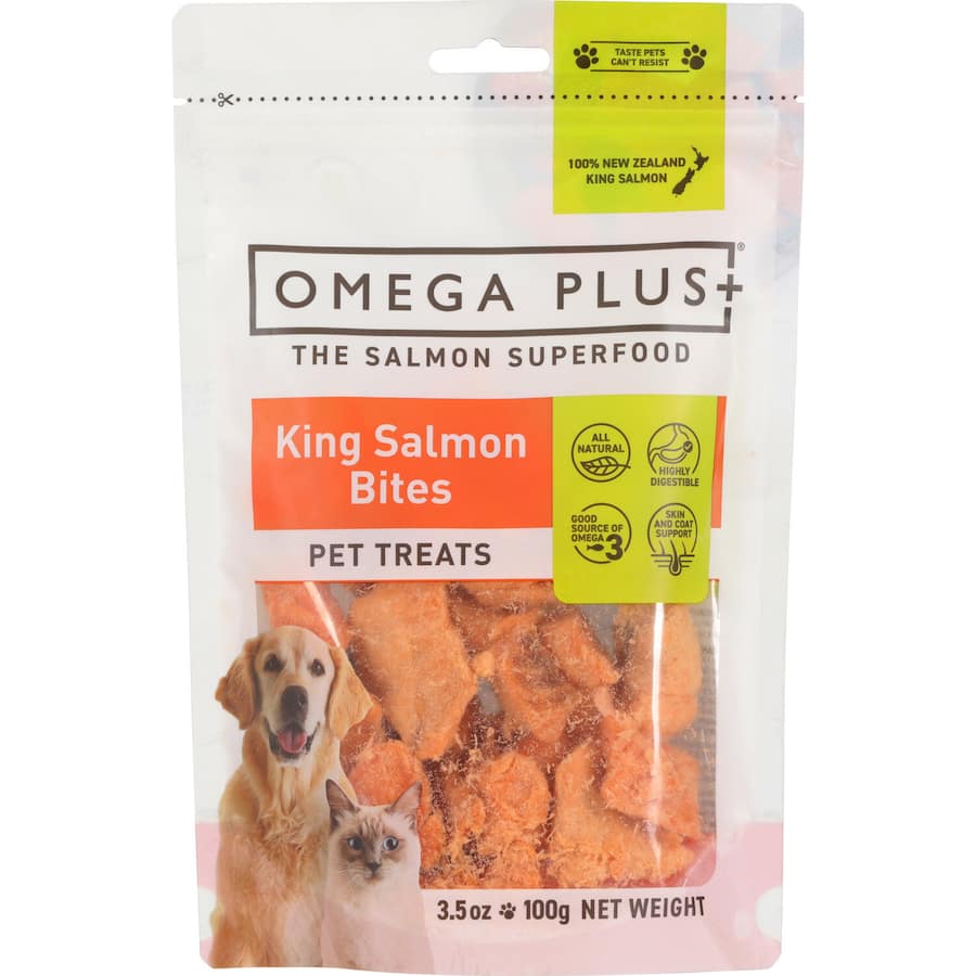 Omega Plus Pet Treats King Salmon Bites Pouch 100g