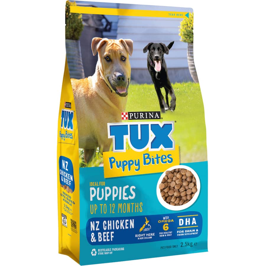 Tux Puppy Bites Dry Dog Food Chicken & Beef Bag 2.5kg