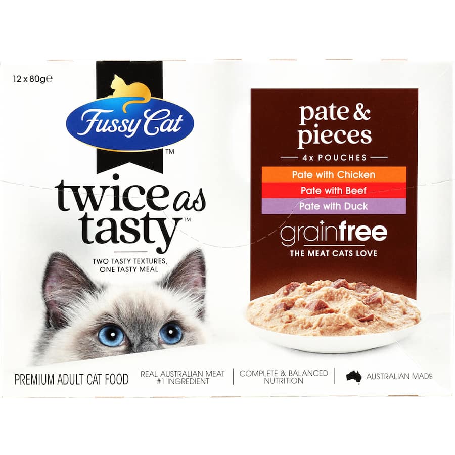 Fussy Cat Wet Cat Food Pate & Pieces Pouches 12x80g