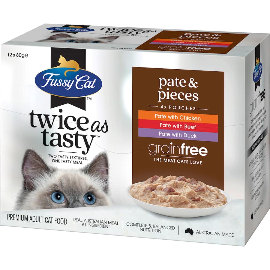 Fussy Cat Wet Cat Food Pate & Pieces Pouches 12x80g
