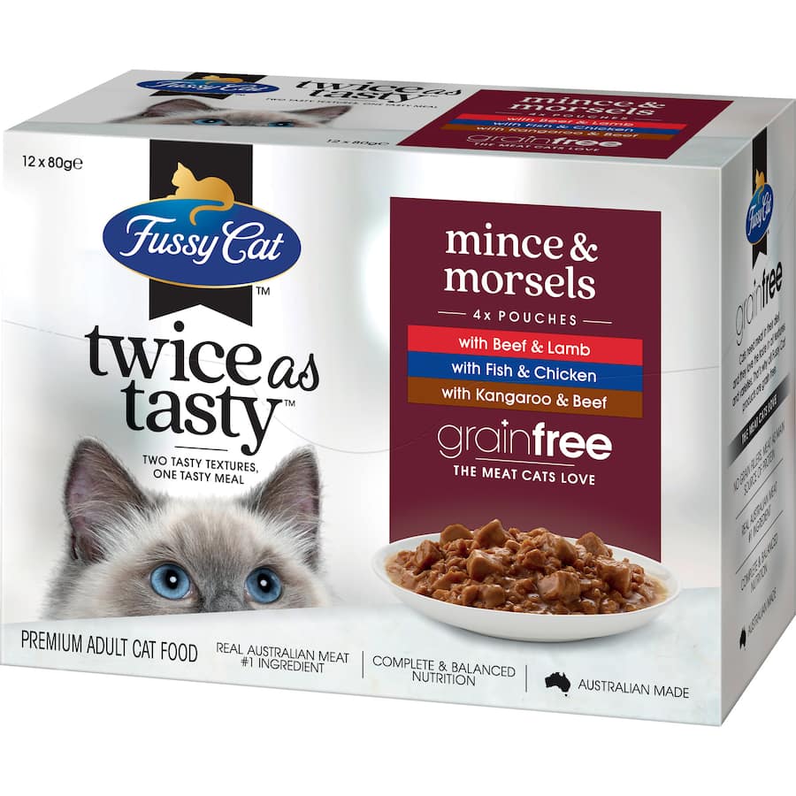 Fussy Cat Grain Free Wet Cat Food Mince & Morsels Tray 12x80g