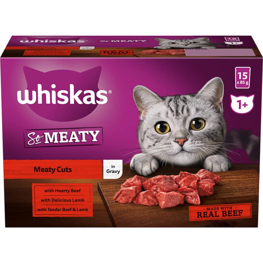 Whiskas Wet Cat Food Meaty Cuts In Gravy Pouch 15x85g