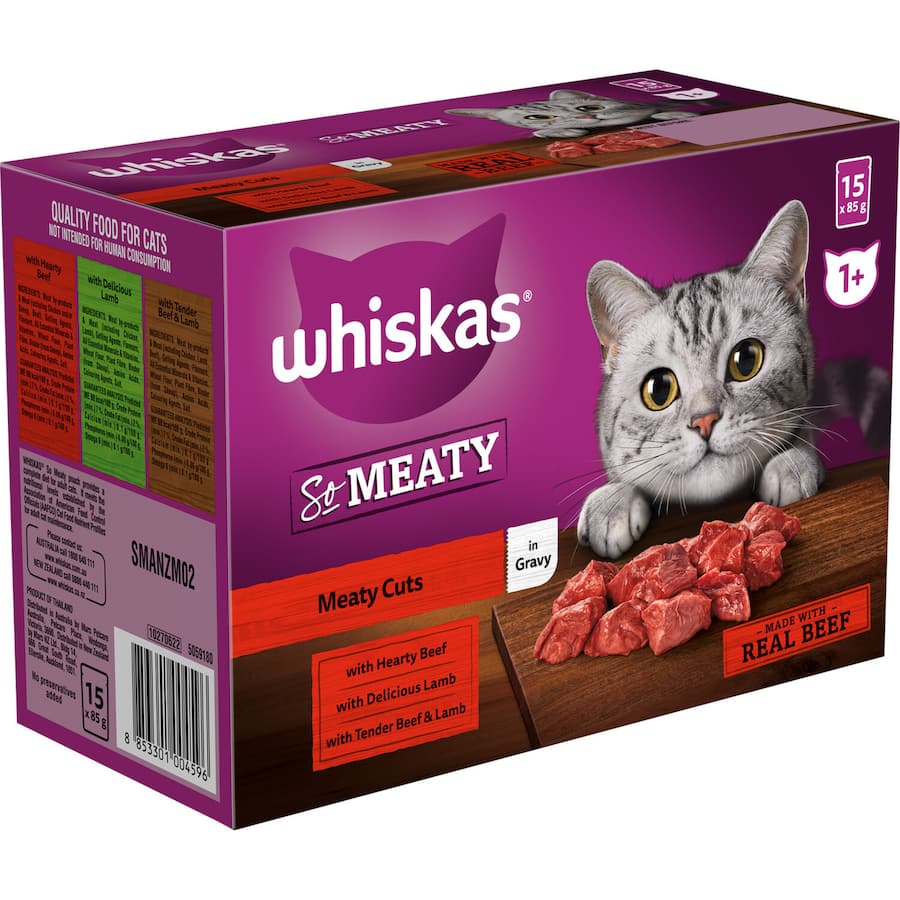 Whiskas Wet Cat Food Meaty Cuts In Gravy Pouch 15x85g