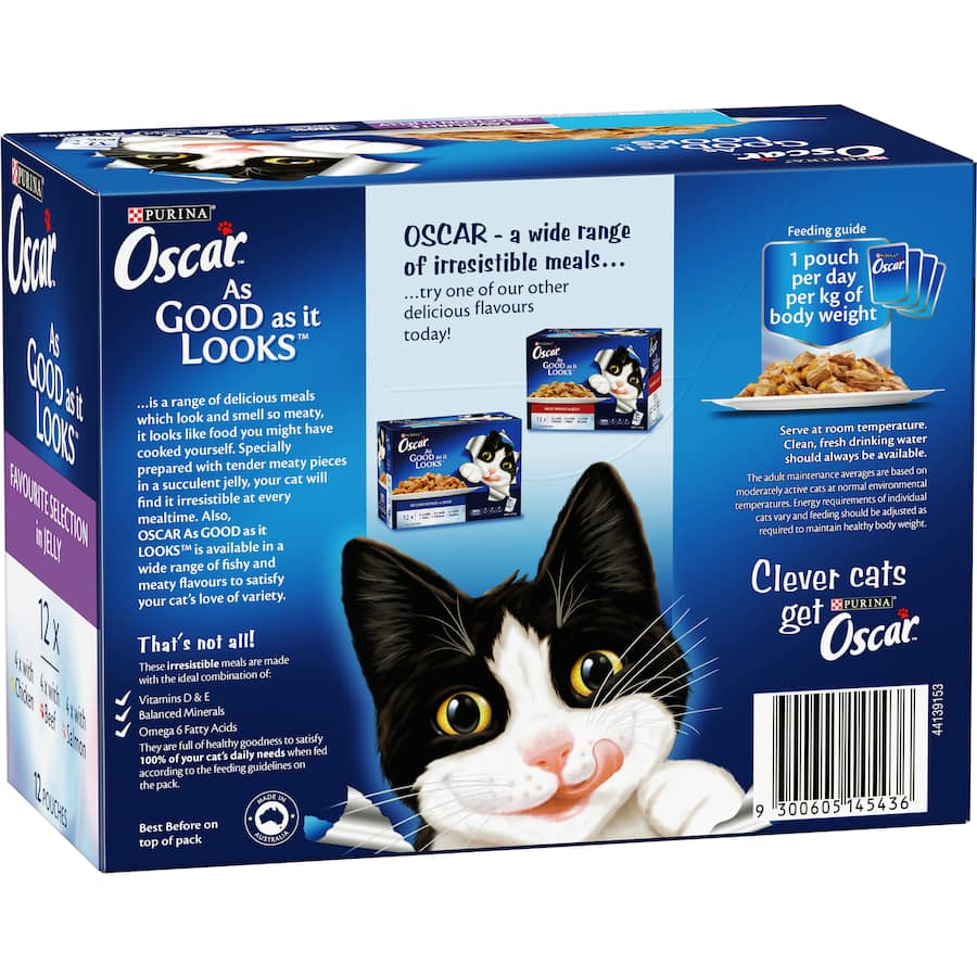 Oscar Wet Cat Food Favourites Selection Jelly Pouch 12x85g