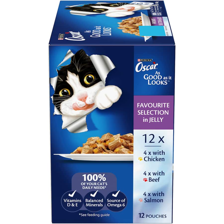 Oscar Wet Cat Food Favourites Selection Jelly Pouch 12x85g