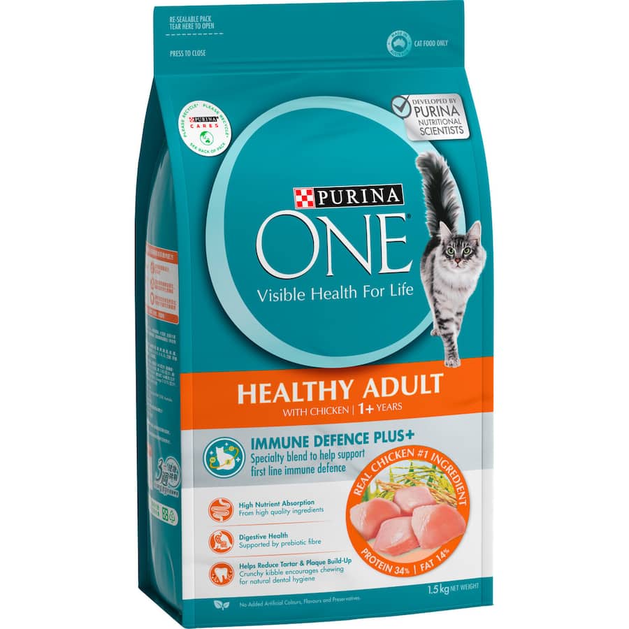 Purina One Healthy Adult Dry Cat Food Chicken Bag 1.5kg