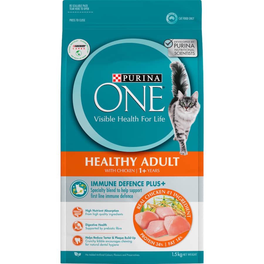Purina One Healthy Adult Dry Cat Food Chicken Bag 1.5kg