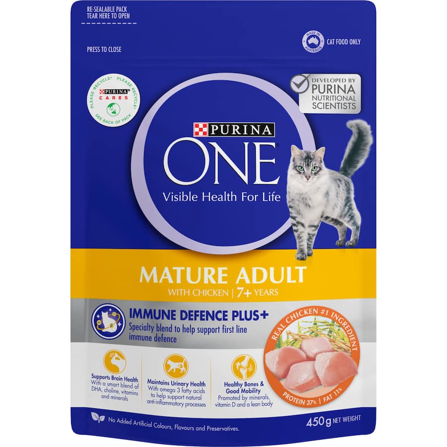 Purina One Mature Adult 7+ Dry Cat Food Chicken Bag 450g