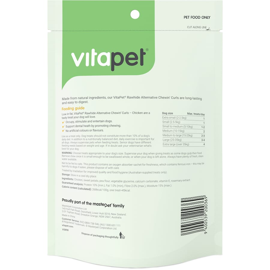Vitapet Chewz Dog Treats Chewing Curls Pouch 6pack