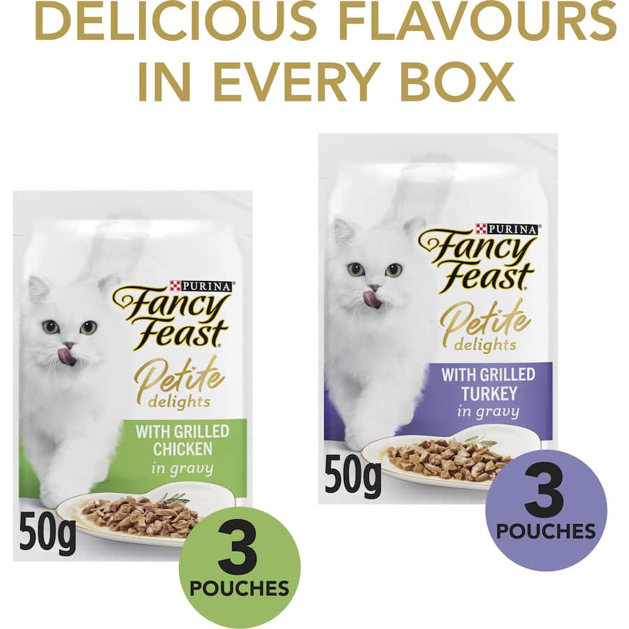 Fancy Feast Petite Delights Wet Cat Food Chicken & Turkey Pouch 6x50g