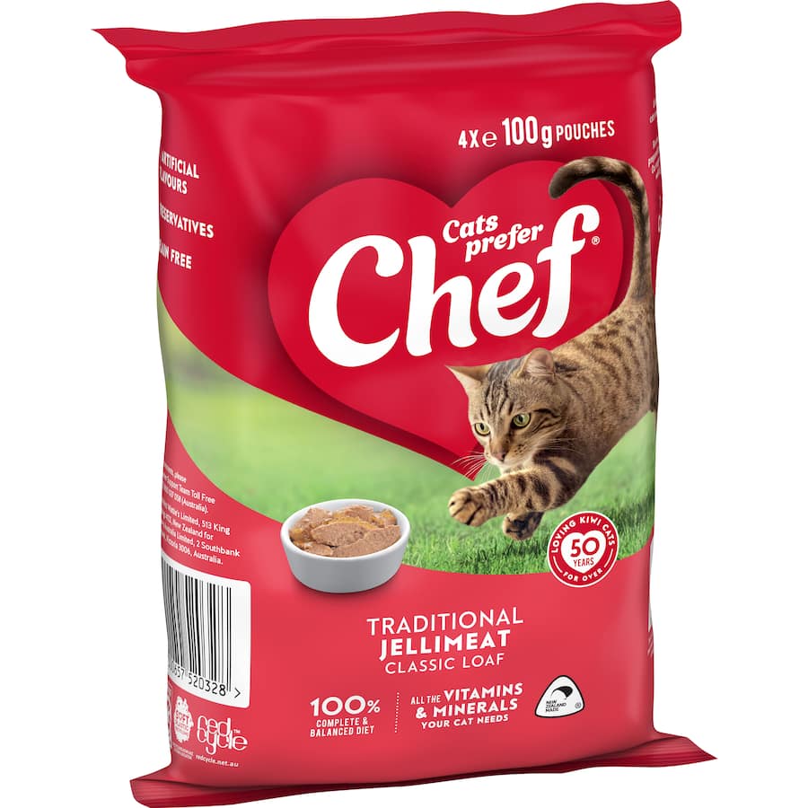 Chef Classic Wet Cat Food Jellymeat Bag 4x100g