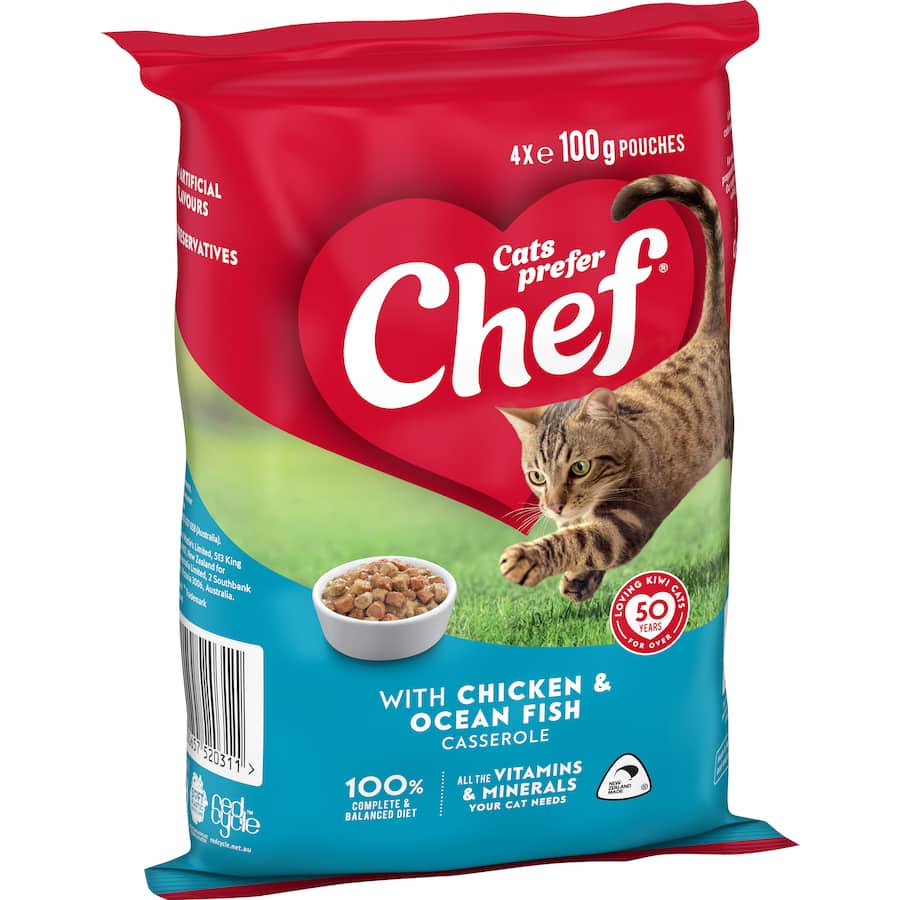 Chef Classic Wet Cat Food Chicken & Ocean Fish Pouches 4x100g
