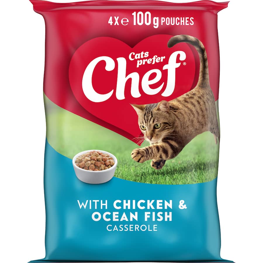 Chef Classic Wet Cat Food Chicken & Ocean Fish Pouches 4x100g