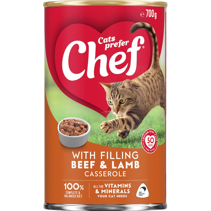 Chef Classic Wet Cat Food Beef & Lamb Casserole Tin 700g