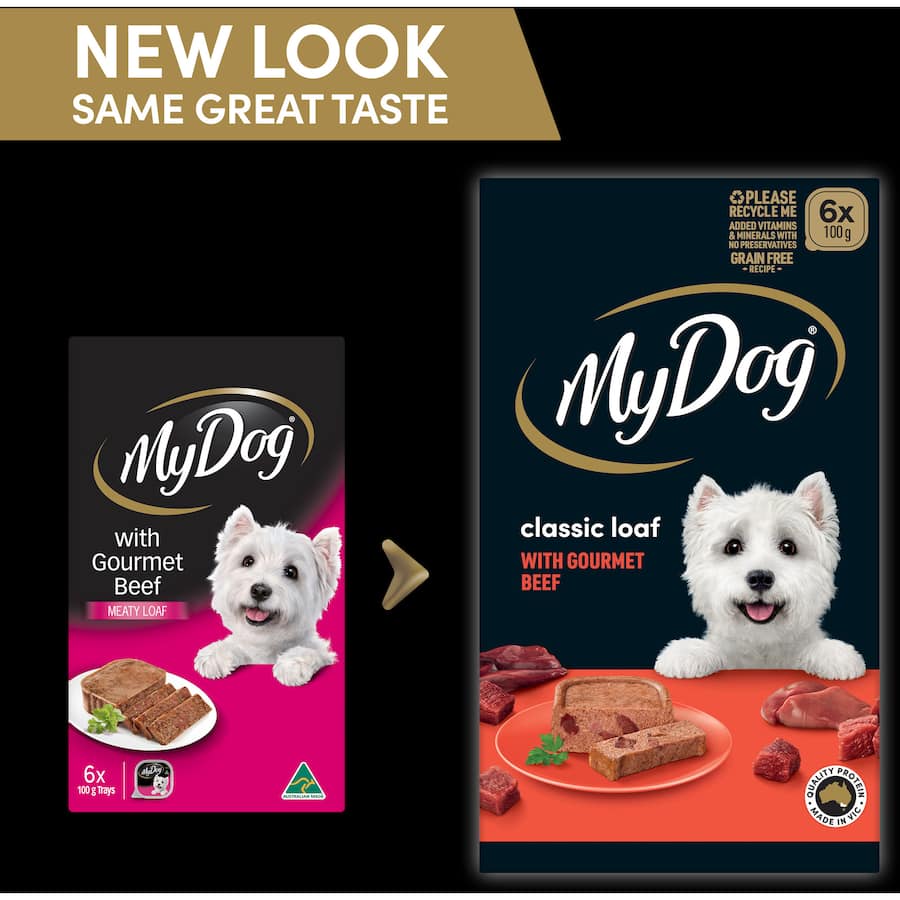 Gourmet wet dog food featuring tender beef meaty loaf, grain-free and made with premium Australian ingredients.