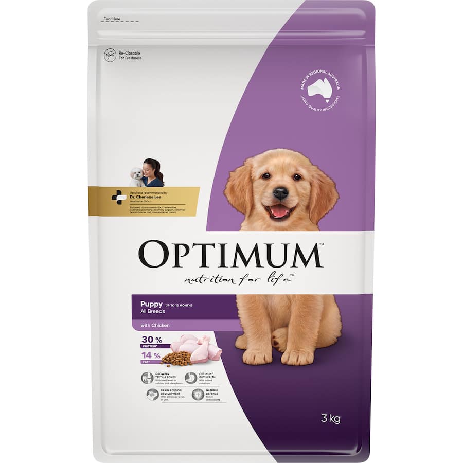 Optimum Puppy Dry Dog Food Chicken Bag 3kg