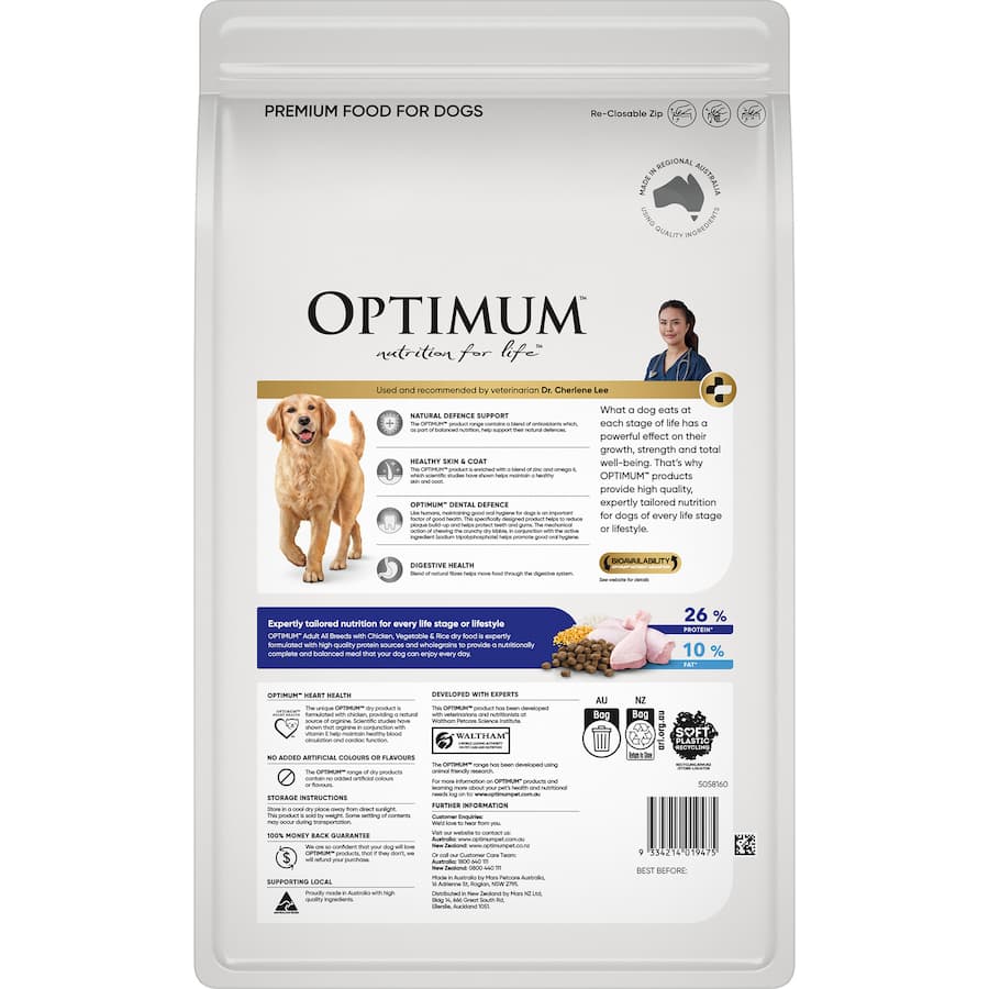 Optimum Dry Dog Food Chicken, Vegetable & Rice Bag 3kg