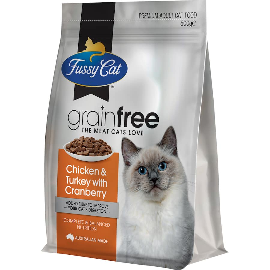 Fussy Cat Grain Free Dry Cat Food Chicken, Turkey, Cranberry Bag 500g