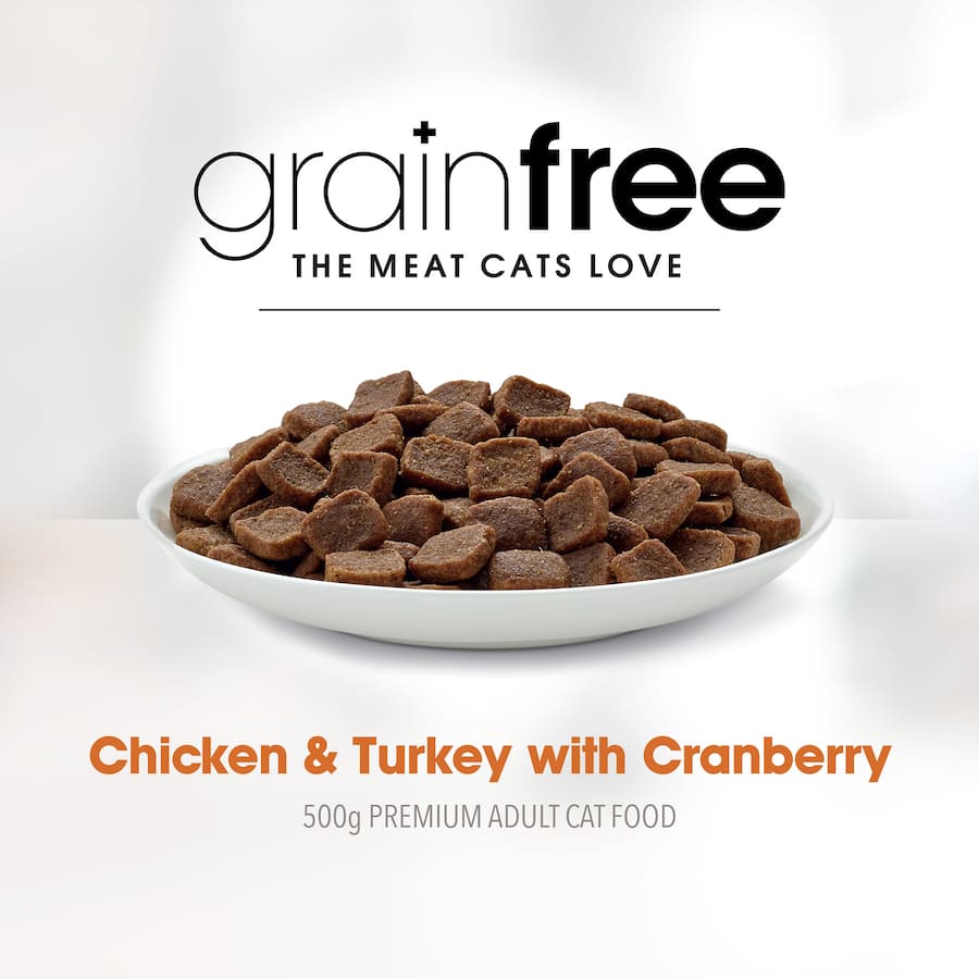 Fussy Cat Grain Free Dry Cat Food Chicken, Turkey, Cranberry Bag 500g