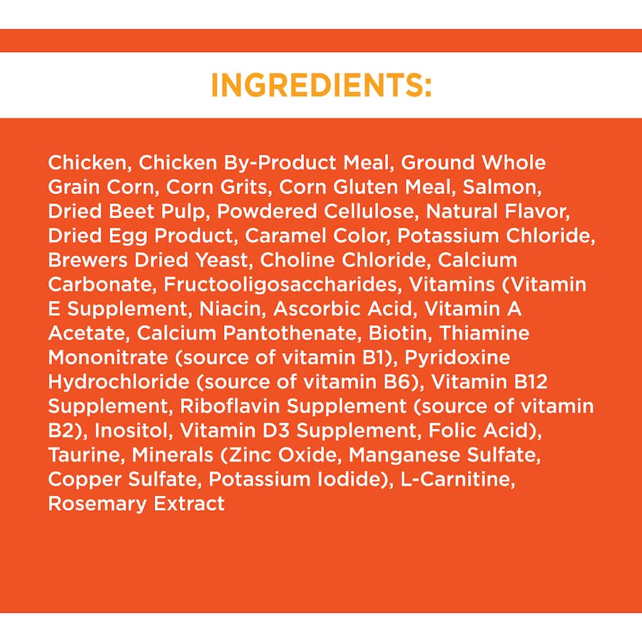 Iams Dry Cat Food with Chicken & Salmon promotes hairball control and digestive health for happy, energetic cats.