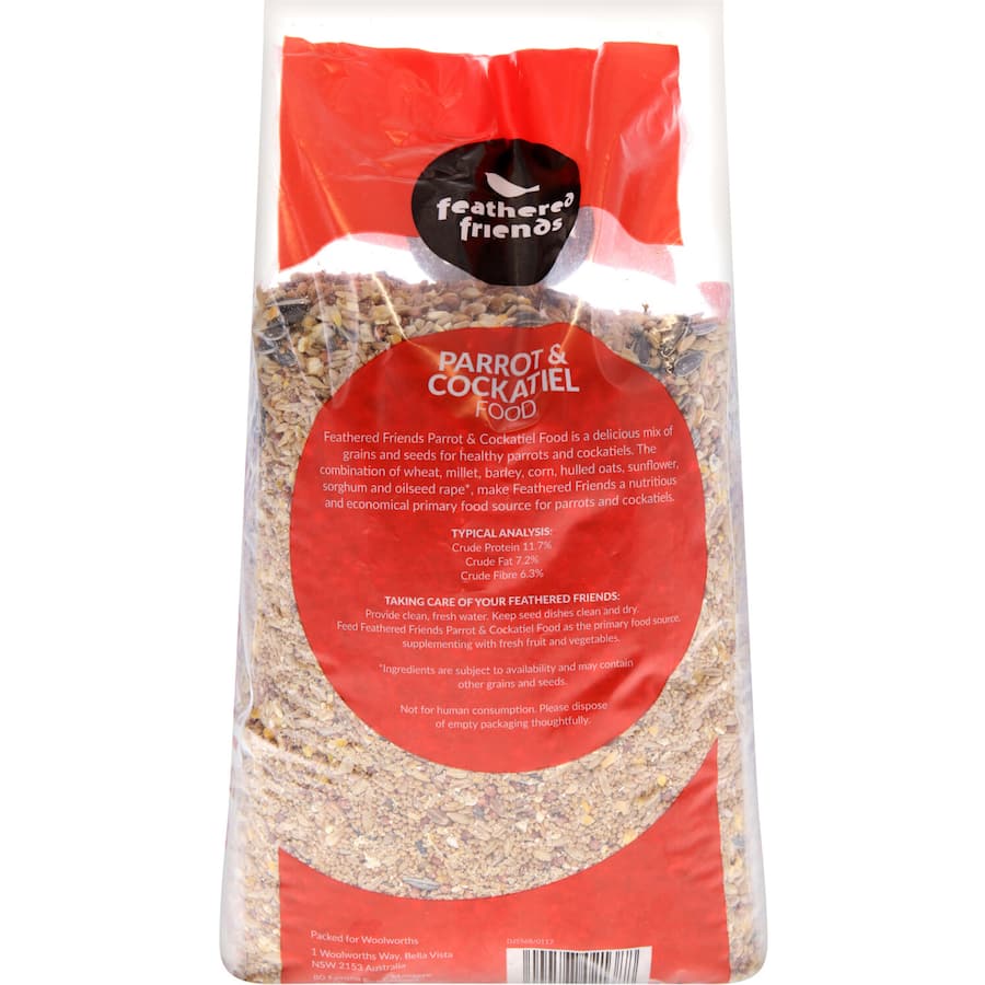 Feathered Friends Pet Food Parrot & Cockatiel Bird Seed Bag 2kg