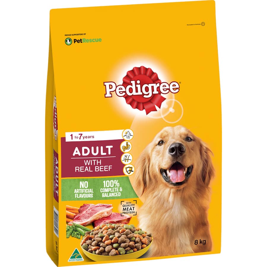 Pedigree Dry Dog Food With Real Beef Bag 8kg