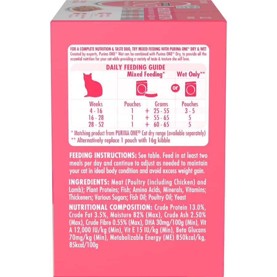 Purina One Healthy Kitten Wet Cat Food Chicken In Gravy Pouches 12x70g
