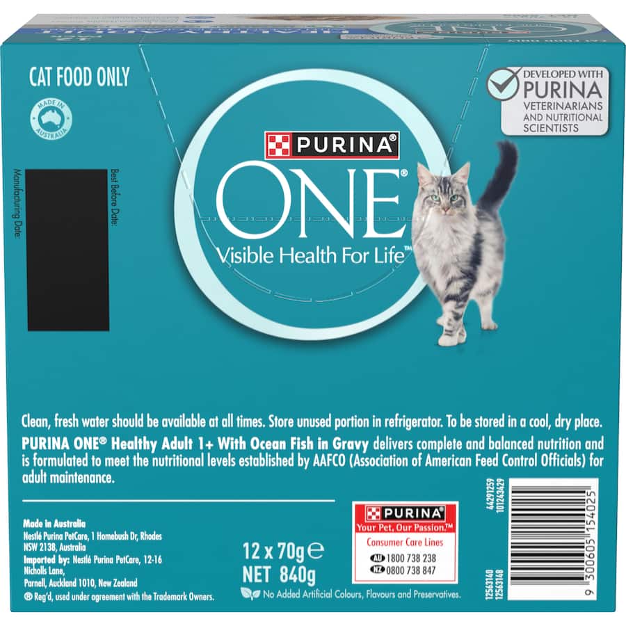 Purina One Wet Cat Food Ocean Fish offers complete nutrition with real ocean fish and immune-boosting ingredients for feline health.