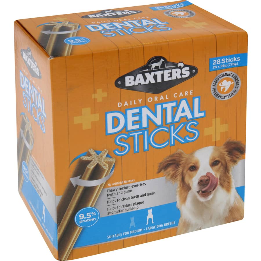 Baxters Large Breed Dog Treats Dental Sticks Box 28pack