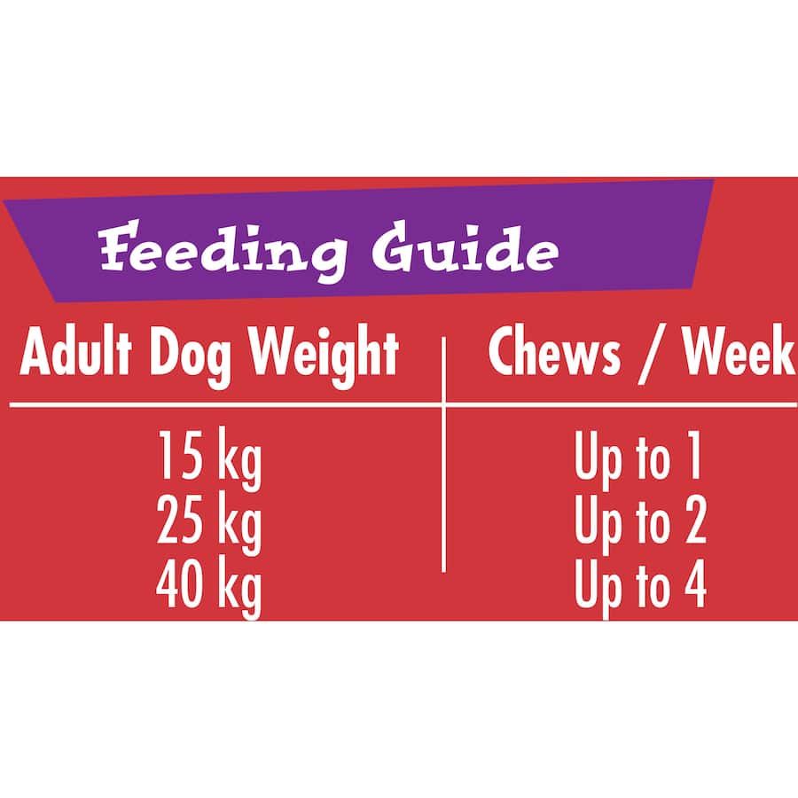 Schmackos Dog Treats Chomp N Chew Beef, 60g of long-lasting rawhide with a tasty meaty center for happy, healthy chewing.