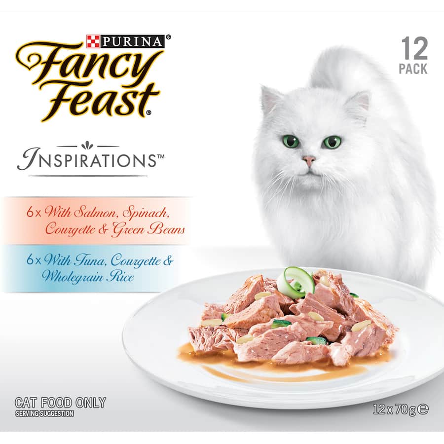 Fancy Feast Inspirations Wet Cat Food Salmon & Tuna Pouch 12x70g