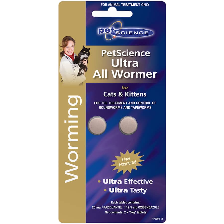 Liver-flavored worming tablets for cats, effectively combating 11 types of worms and easy to administer for stress-free treatment.